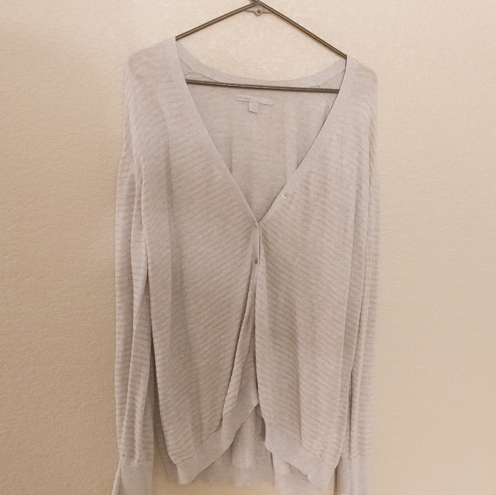 Light Gray Cardigan with gold sparkle stripes